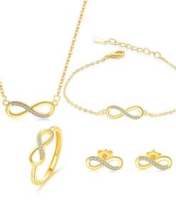 "Infinity Love" 8-Shape Crystal Necklace – Gold Tone