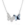 "Butterfly Grace" Crystal Necklace – Silver Plated Double Butterfly with Blue Zircon and CZ Pavé