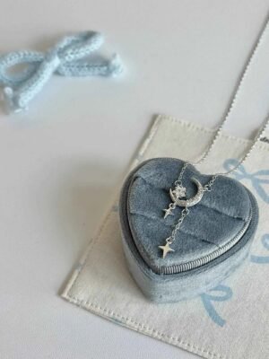 Under the Starlight" 999 Silver Star and Moon Necklace - Romantic, Chic, and Unique