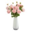 Artificial Peony Flowers with Long Stems, Silk Floral Arrangement for Home Office Decor, 5 Colors Realistic Faux Peonies